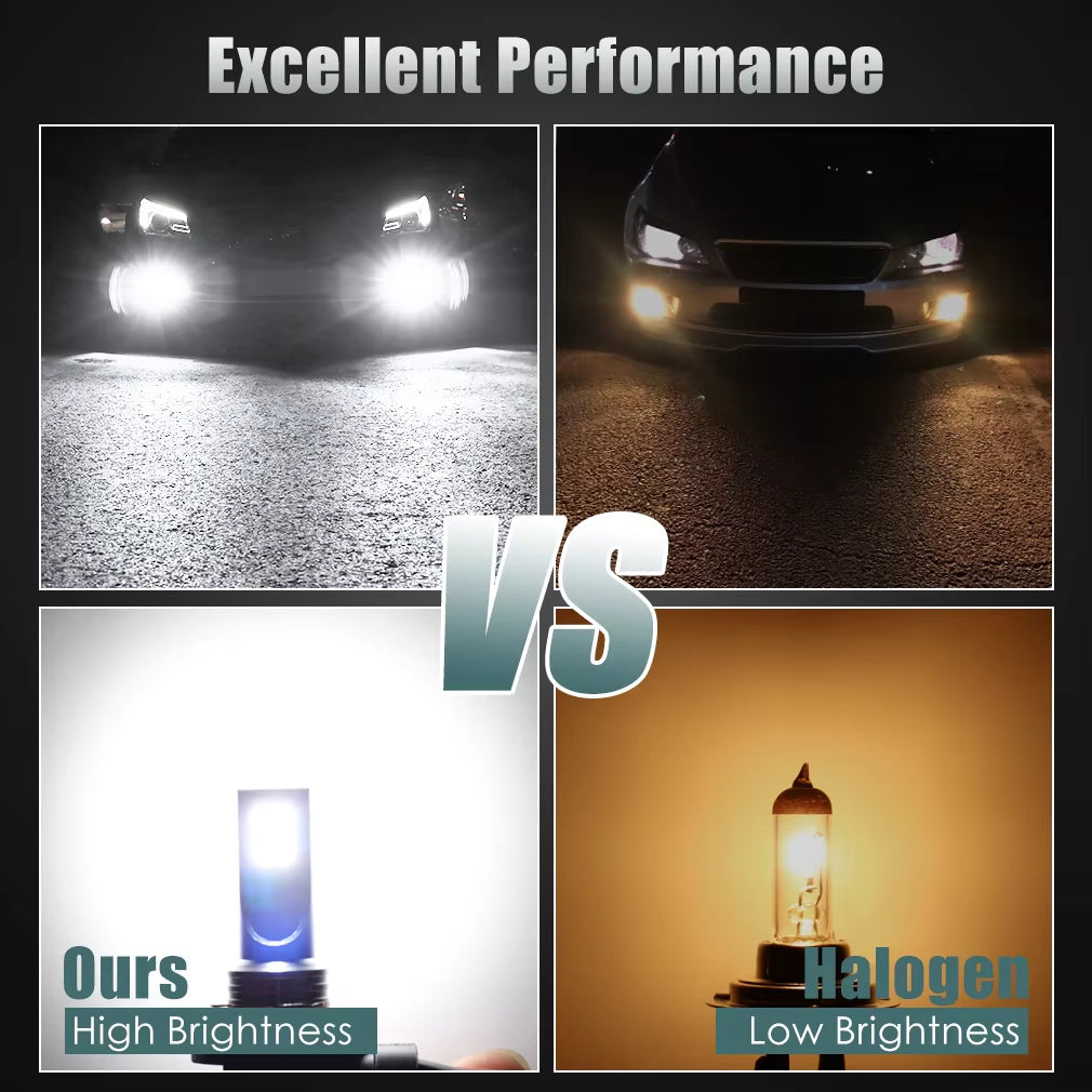 2-Pack H8 H11 H16 JP 9005 HB3 9006 HB4 LED Bulbs - Super Bright 12V 6000K White Car Fog Lights and Daytime Running Lights