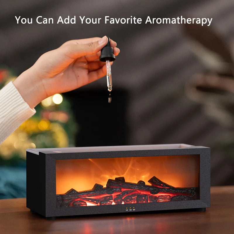 Fireplace Air Humidifier Remote Control Aroma Essential Oil Diffuser with Colorful Lights Creative Christmas Gift for Home Offic