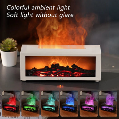 Fireplace Air Humidifier Remote Control Aroma Essential Oil Diffuser with Colorful Lights Creative Christmas Gift for Home Offic